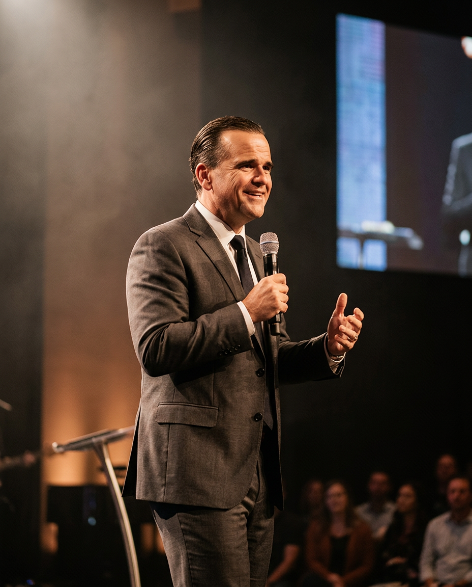 Pastor Matt Hagee preaching on stage